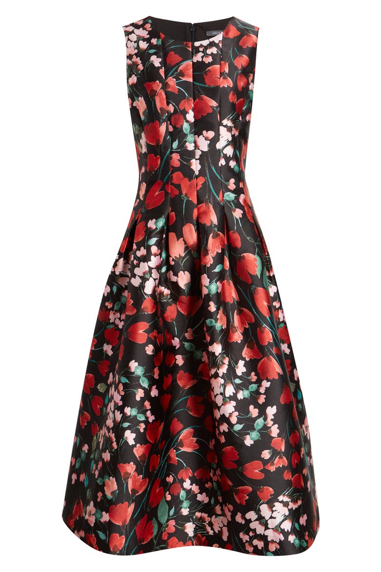 Floral Midi Dress, Alternate, color, BLACK MULTI