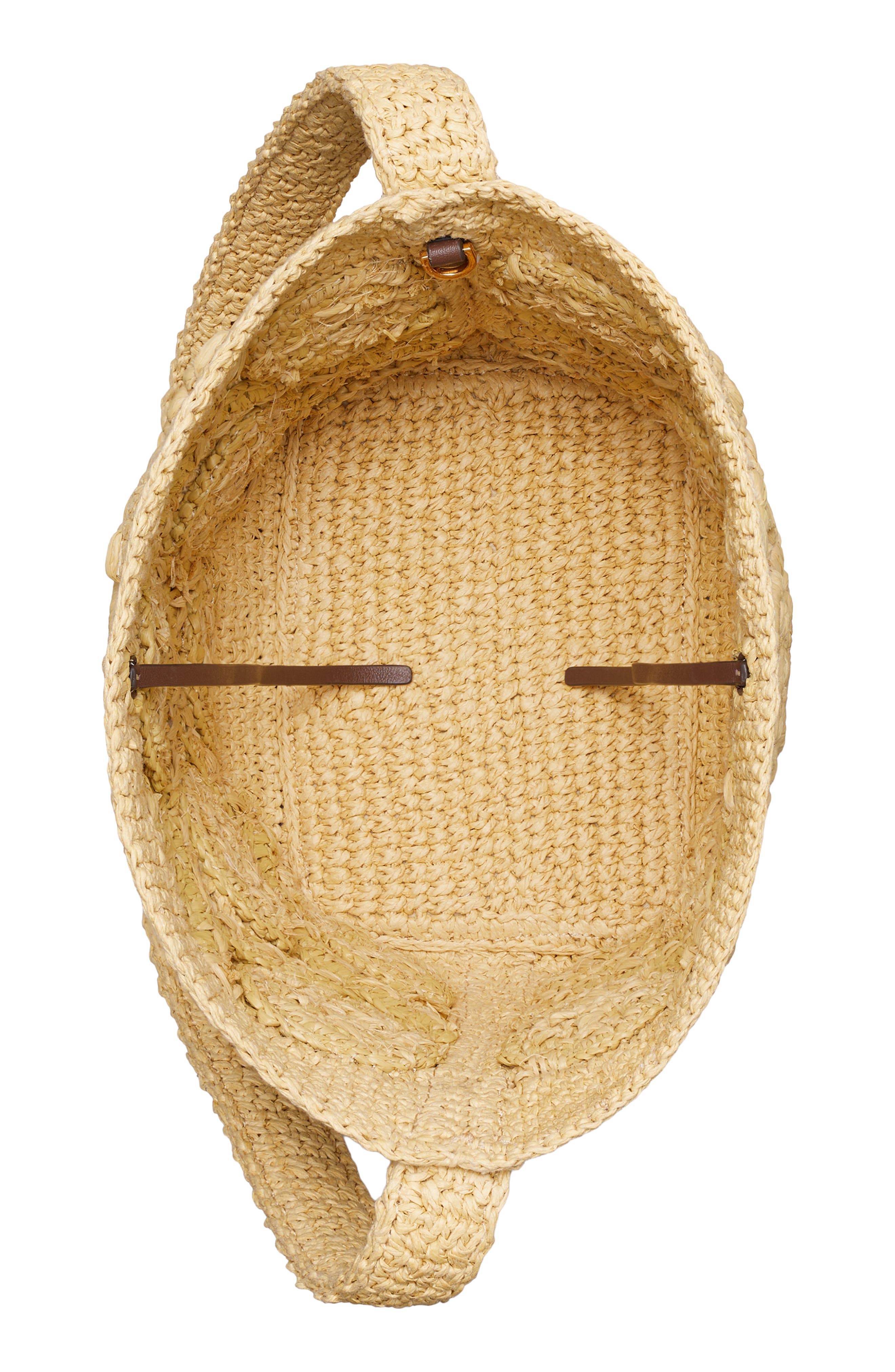 Lock T Monogram Crochet Slim Straw Shoulder Bag, Alternate, color, NATURAL