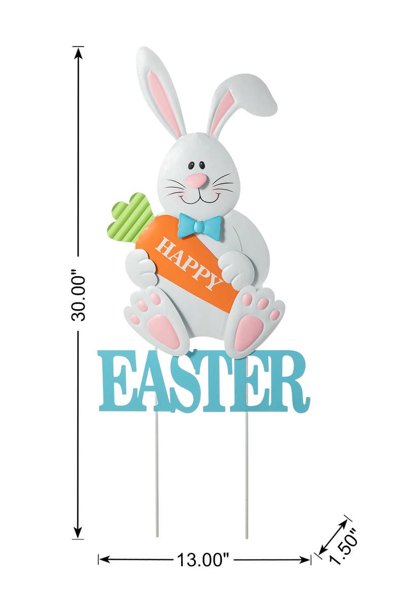 Glitzhome 30"H Easter Metal Bunny Yard Stake, Alternate, color, White