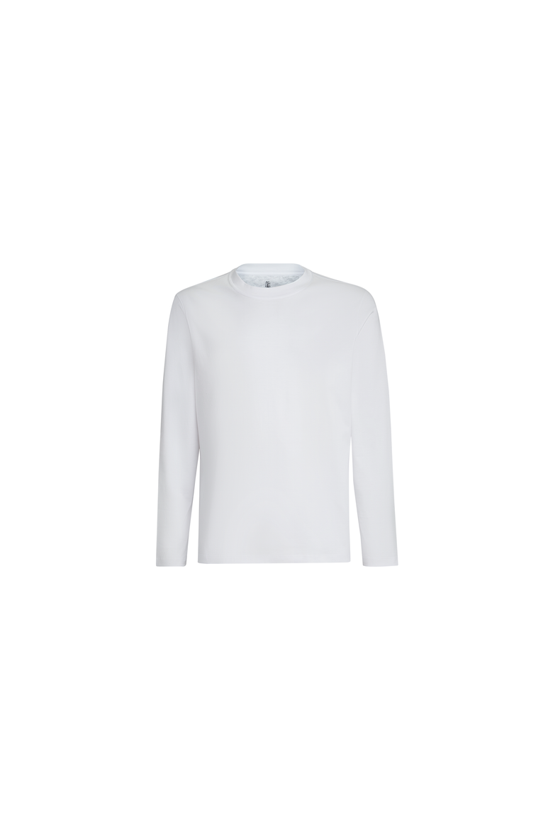 Cotton jersey long sleeve crew neck T-shirt, Alternate, color, White