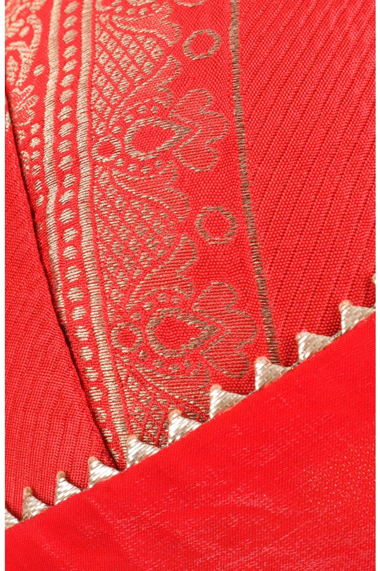 Aria Jacquard Pre-Stitched Saree, Alternate, color, Red