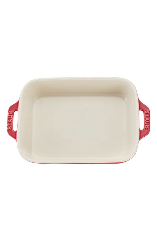 Staub Rectangular Ceramic Dish In Red