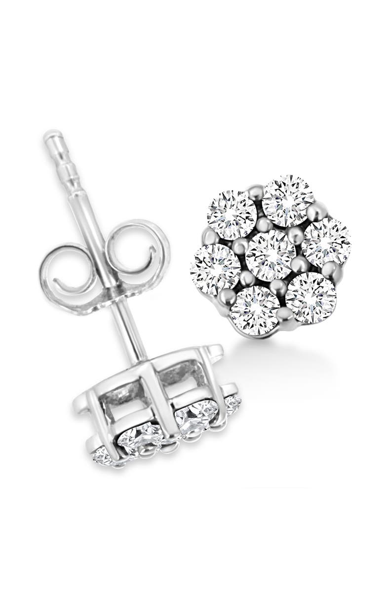 Haus of Brilliance 14K White Gold 1/2 Ct Prong RoundDiamond Flower Stud Earring, Alternate, color, White