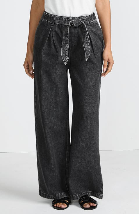 High Ridge Twill Pull On Pleated Wide Leg Pants