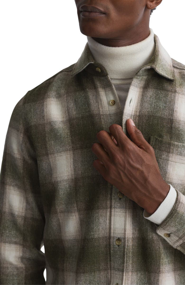 Reiss Novelli Plaid Wool Blend Button-Up Shirt, Alternate, color, 