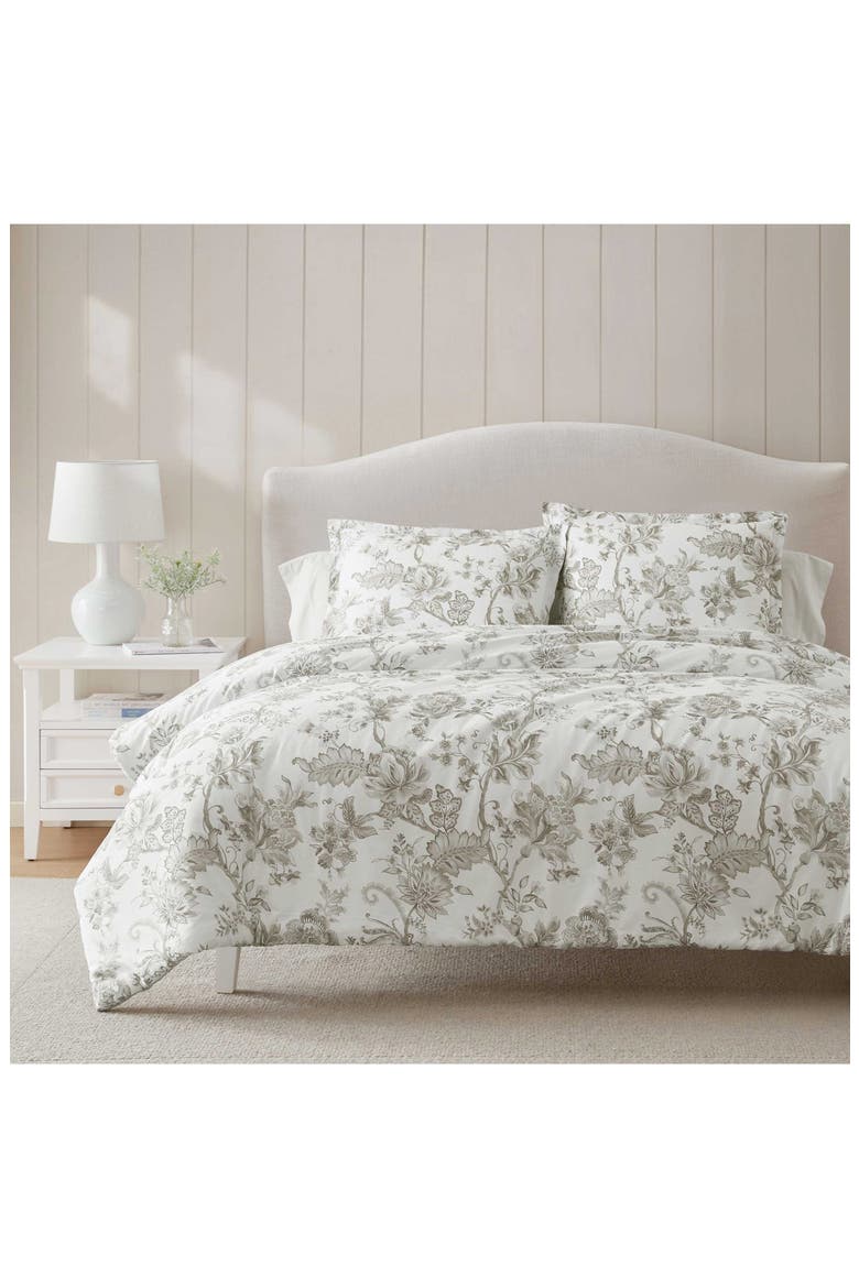 Avery Floral Cotton Sateen Comforter Set, Alternate, color, MOONLIGHT GREY