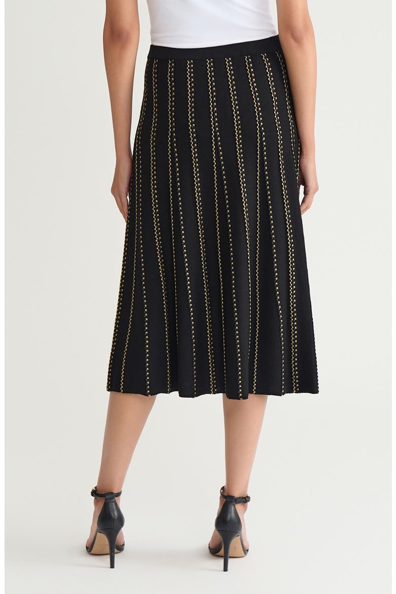 Linear Metallic Knit Midi Skirt, Alternate, color, BLACK/ GOLD