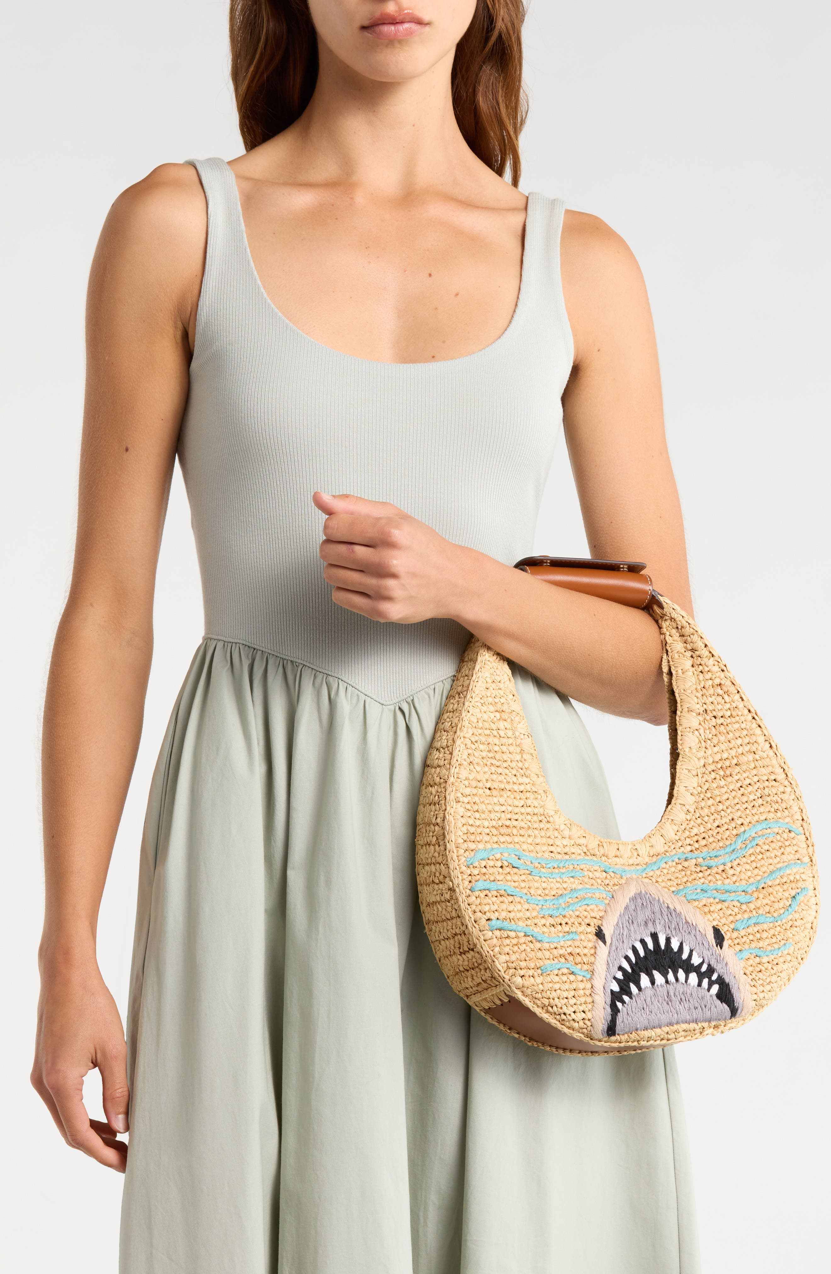 Moon Raffia Tote, Alternate, color, GREAT WHITE