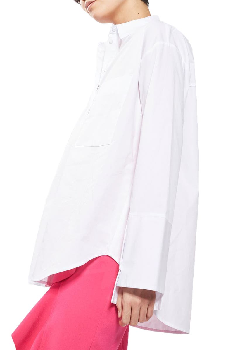 Topshop Deep Cuff Oversize Shirt, Main, color,