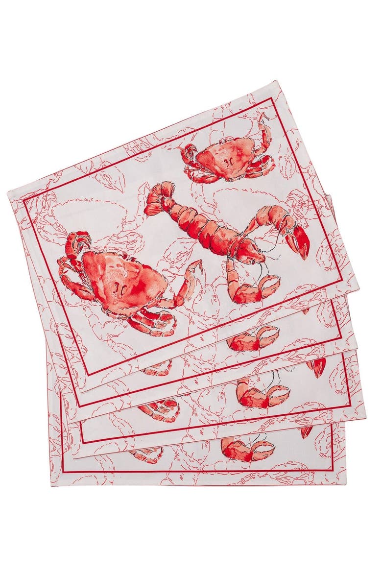 Feeling Crabby Canvas Placemats, Set of 4, Main, color, White