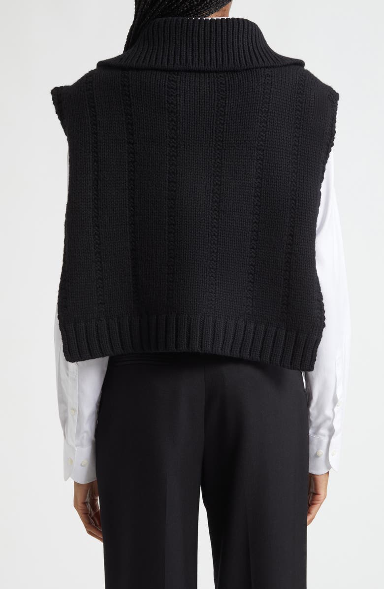Lafayette 148 New York Cable Knit Merino Wool & Cashmere Sweater Dickey, Alternate, color, Black