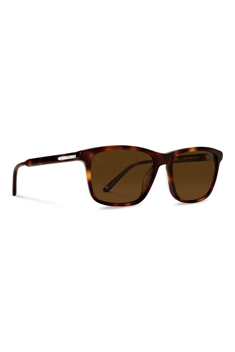 Presley 56mm Polarized Rectangle Sunglasses, Alternate, color, RYE TORTOISE BROWN
