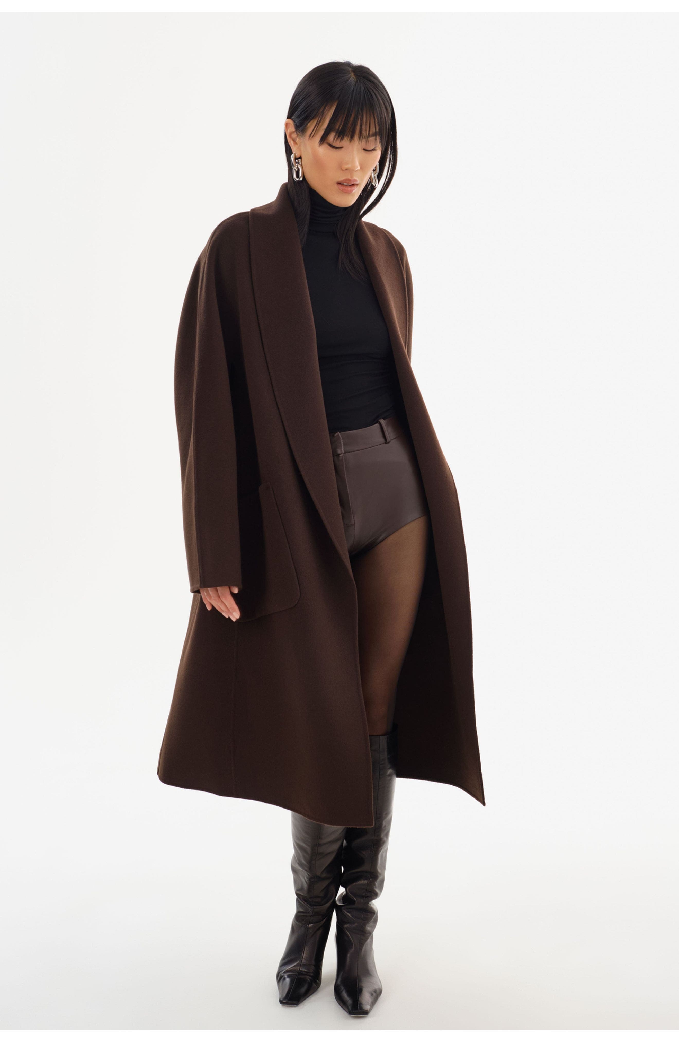 Thara | Shawl Collar Wool Coat - image 4