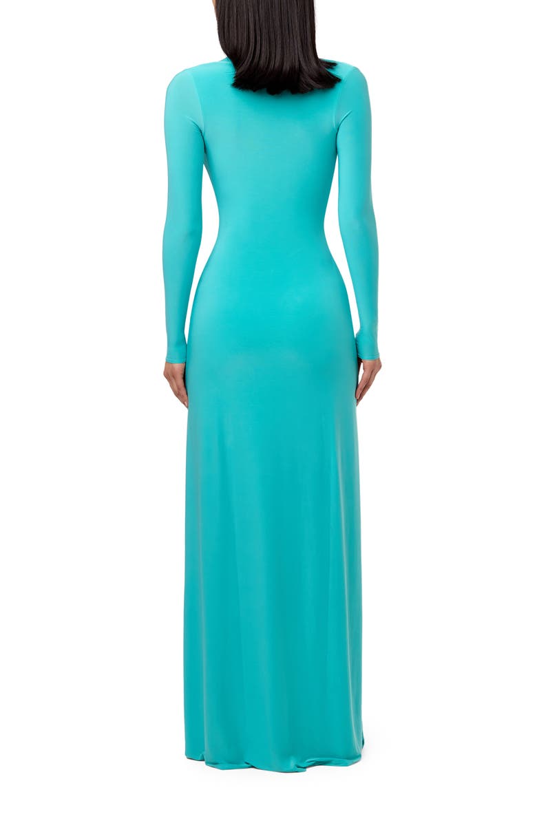 Naked Wardrobe Plunge Neck Long Sleeve Dress, Alternate, color, Turquoise