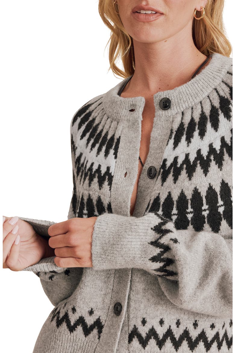 Fina Fair Isle Cardigan, Alternate, color, ICE HEATHER GREY
