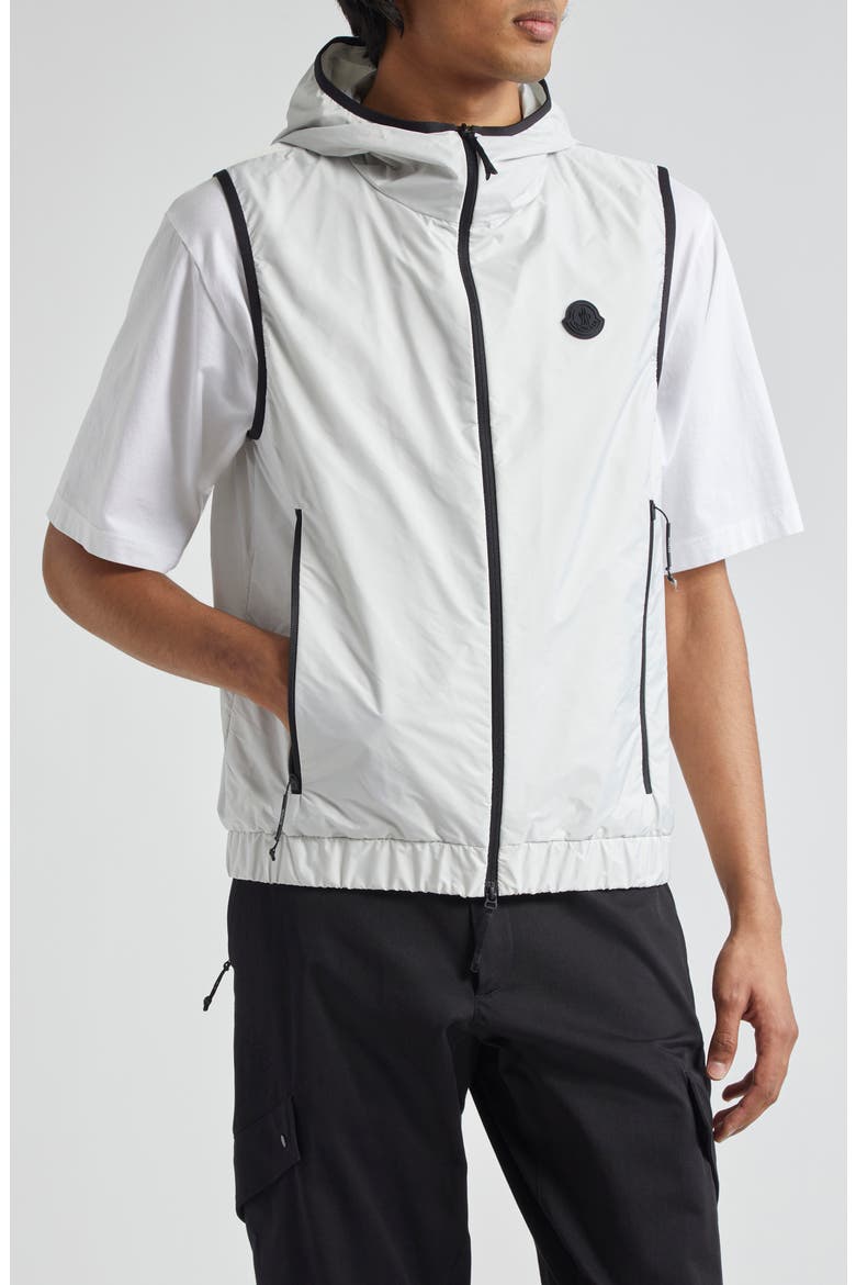 Vallese Water Repellent Hooded Vest, Main, color, GREY