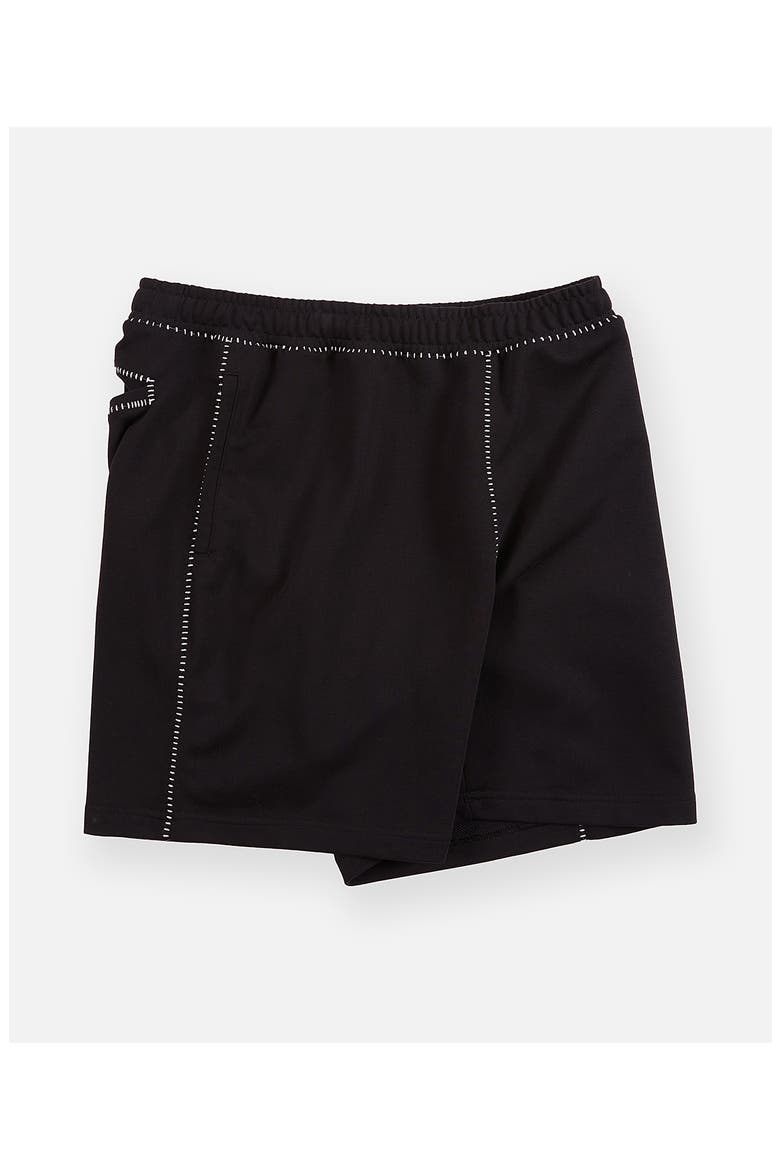Whipstitch Cotton Terry Shorts, Alternate, color, BLACK