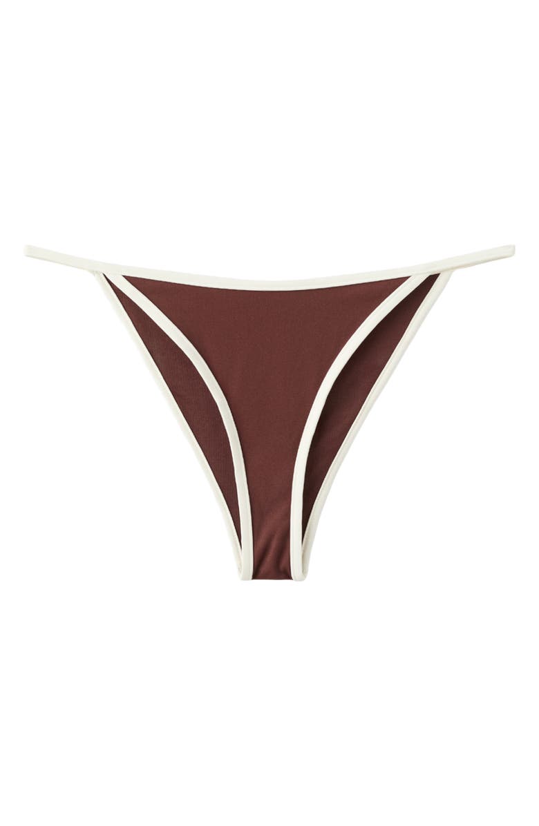 MANGO Contrast Binding Bikini Bottoms, Main, color, Brown
