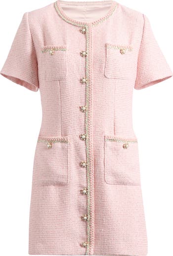 RoseMuse tweed switching mini o/p 【pink】 Endless Rose Tweed Button-Up Minidress | Nordstrom