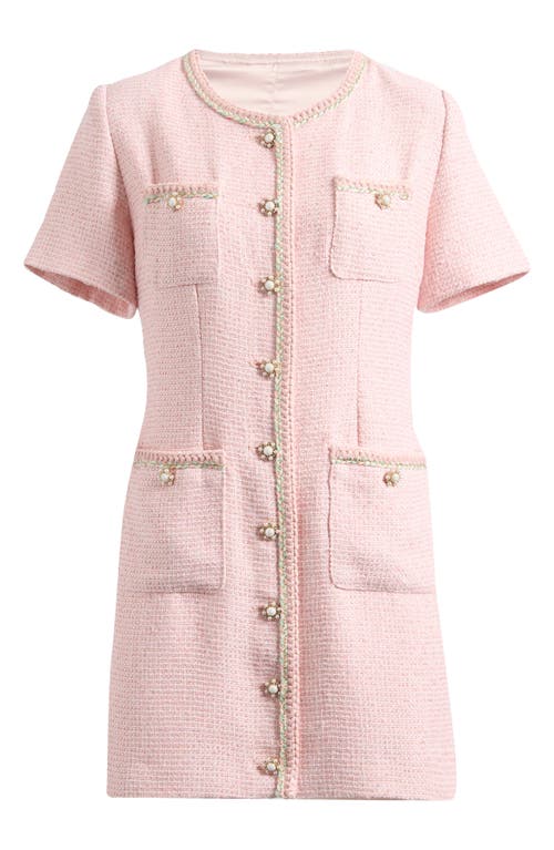 Endless Rose Tweed Button-up Minidress In Pink
