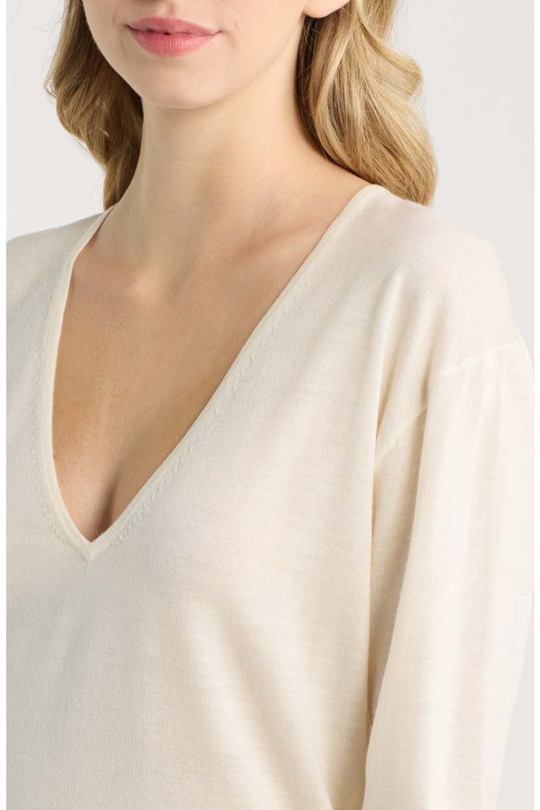 Micah V-Neck Sweater, Alternate, color, CREAM