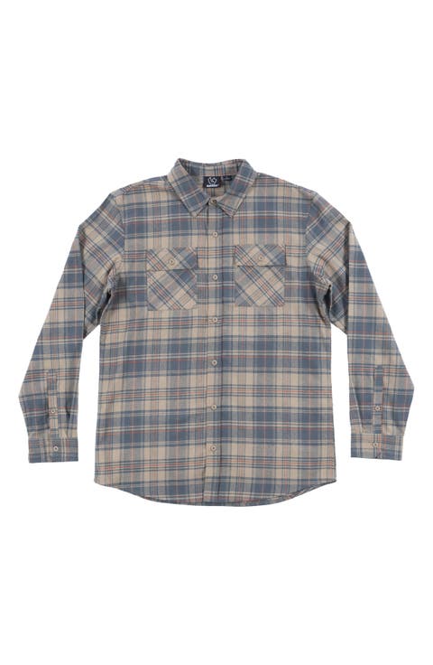 Plaid Flannel Button-Up Shirt