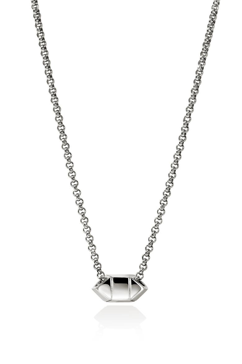 Icon Stud Pavé Diamond Pendant Necklace, Alternate, color, SILVER