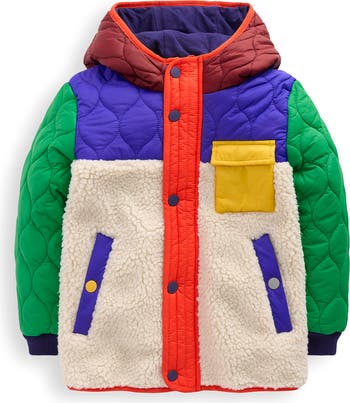 Kids' Colorblock Mixed Media Hooded Jacket