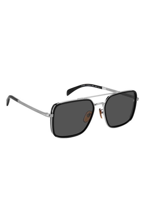 David Beckham Eyewear 59mm Polarized Rectangular Sunglasses In Black Ruthenium