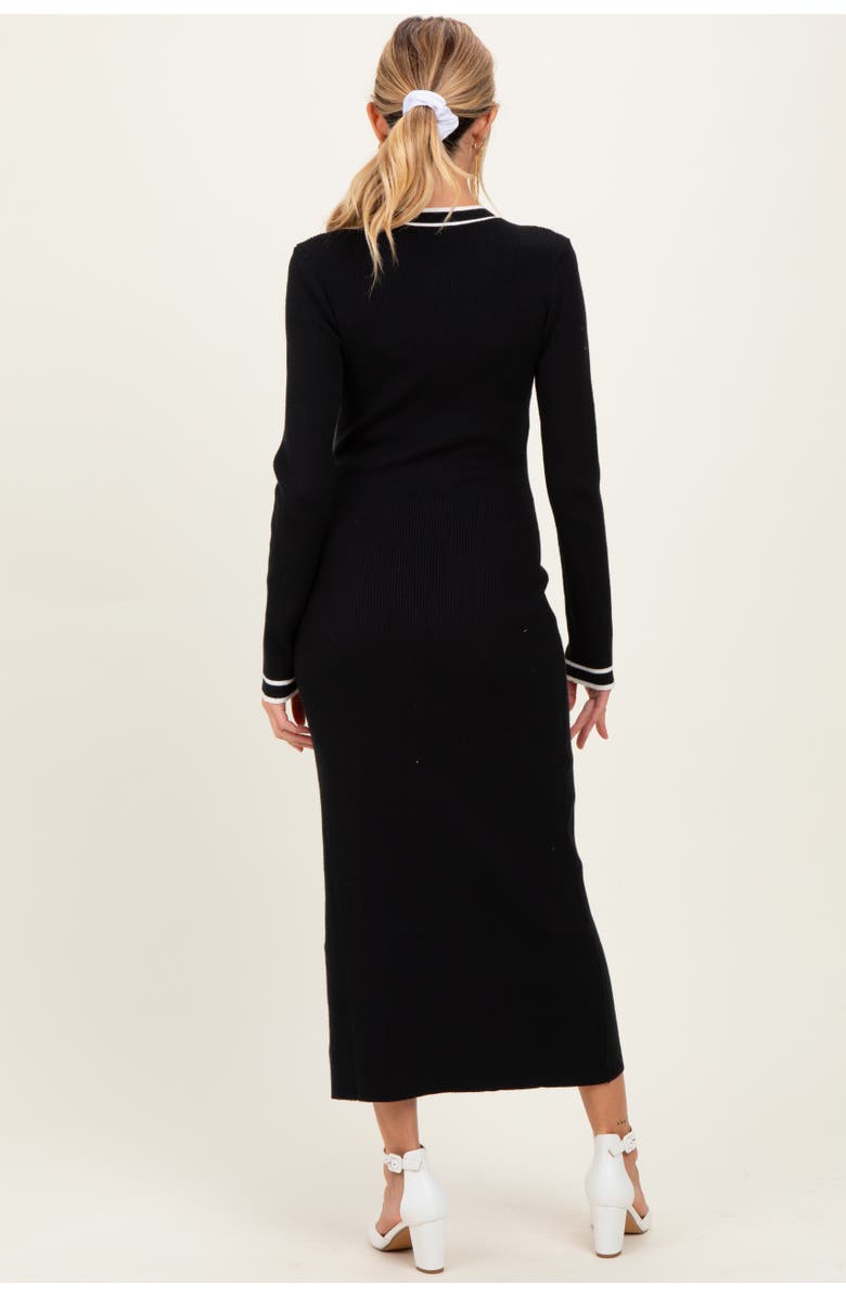 PinkBlush Tie Neck Sweater Midi Dress, Alternate, color, Black