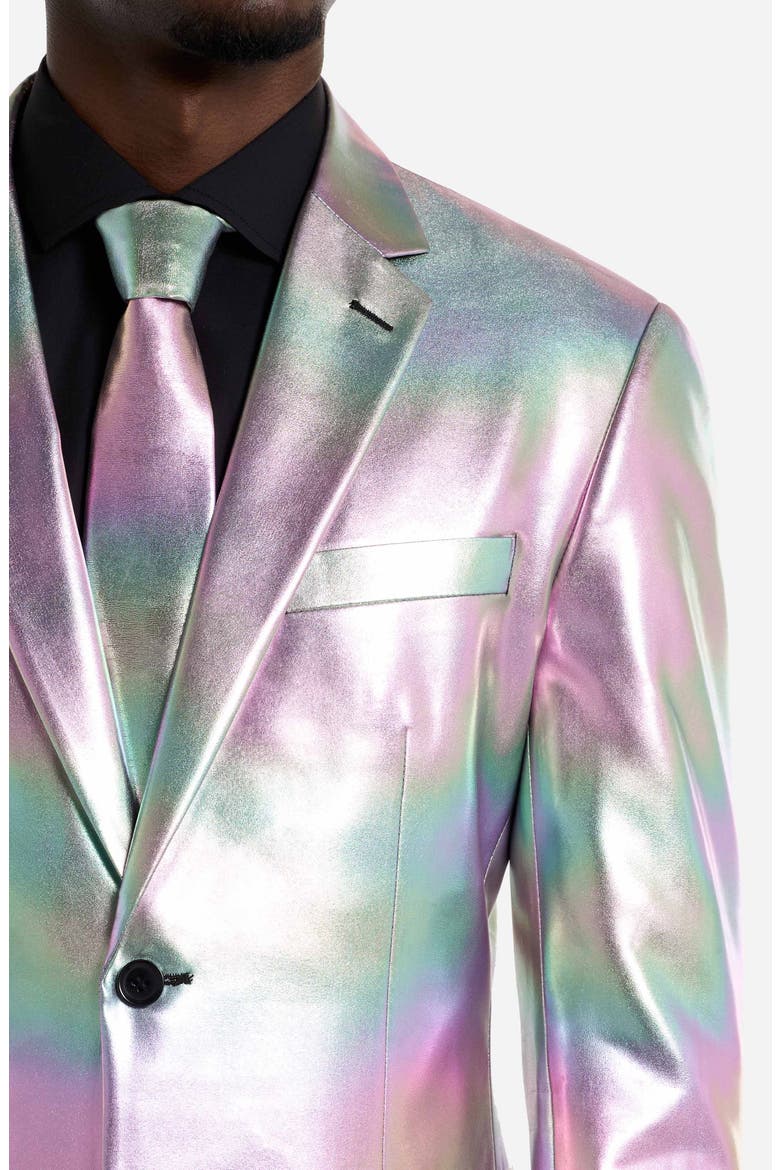 Proper Pearly Slim Fit Two-Piece Suit & Tie Set, Alternate, color, SILVER MULTI