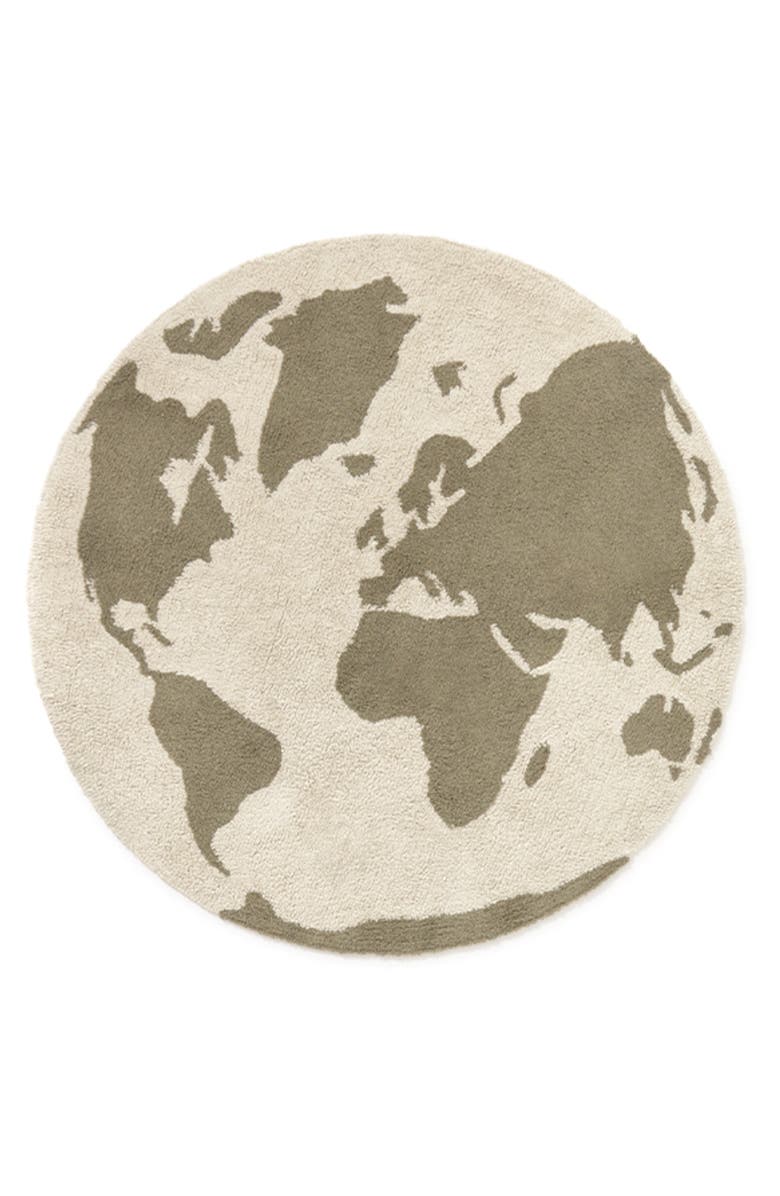 Lorena Canals RugCycled World Map Washable Cotton Blend Rug, Main, color, Natural Soil Brown