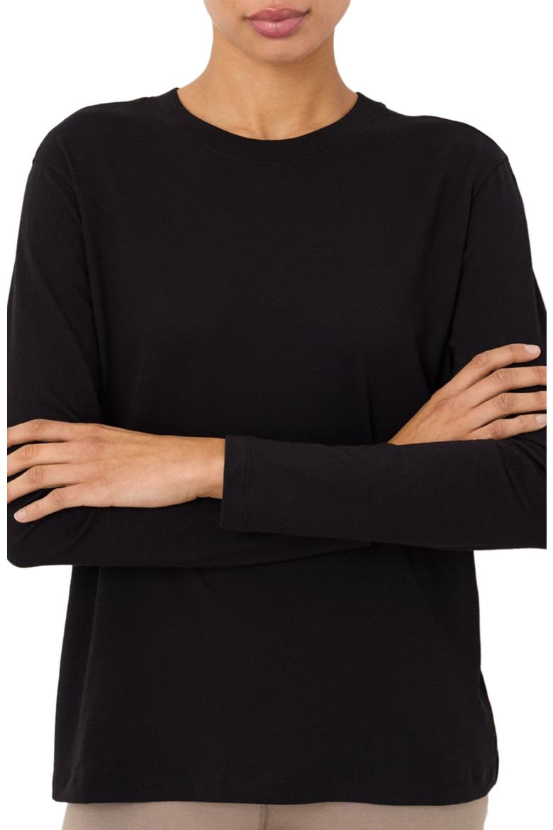 Organic Cotton Women's Softspun Essential Crewneck Long Sleeve Tee, Alternate, color, Black