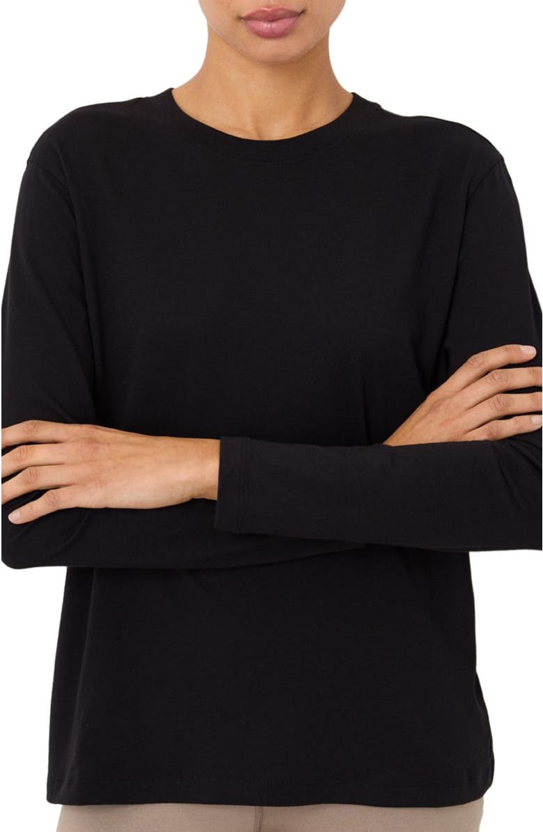 Pact Organic Cotton Women's Softspun Essential Crewneck Long Sleeve Tee, Alternate, color, Black