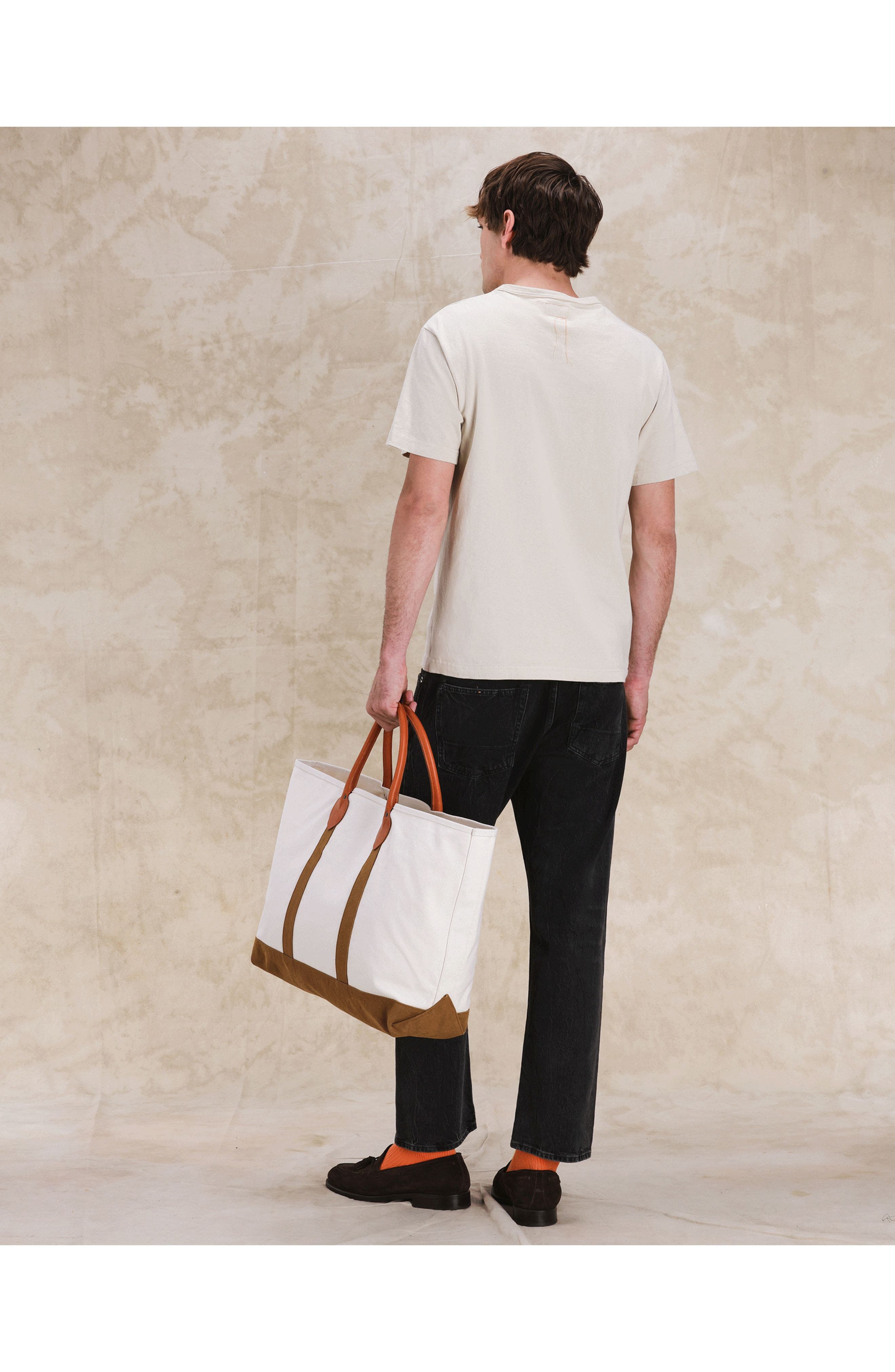 Fortela Port Canvas Bag with Leather Handles, Alternate, color, Off White