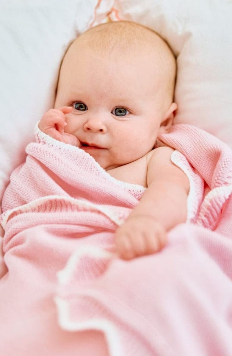 WEEZIE Scallop Trim Baby Blanket, Alternate, color, Light Pink