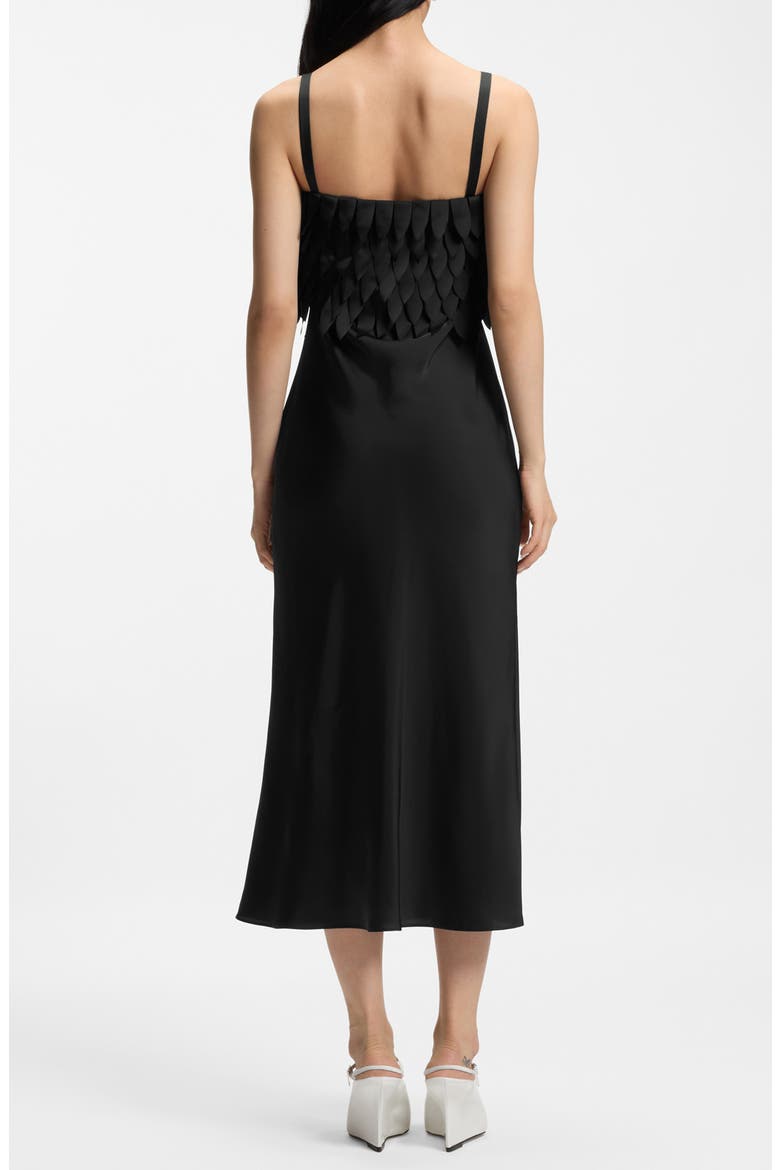 Dalaster Faux Feather Bodice Maxi Dress, Alternate, color, BLACK