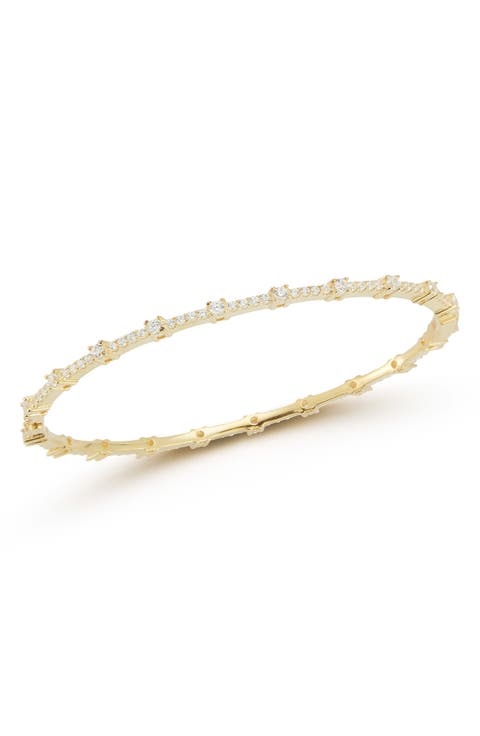 14K Gold Plate Cubic Zirconia Bangle Bracelet