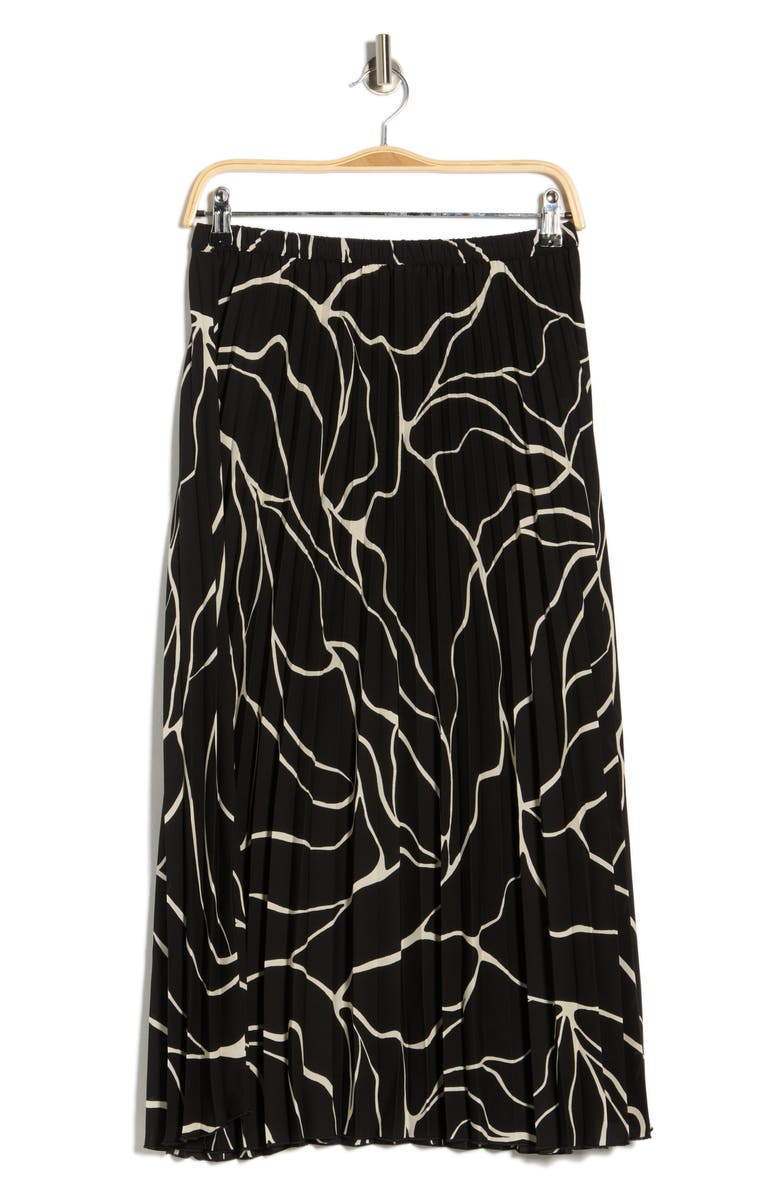NORDSTROM RACK Chiffon Pleated Midi Skirt, Alternate, color, Black- Ivory Cracked Abstract