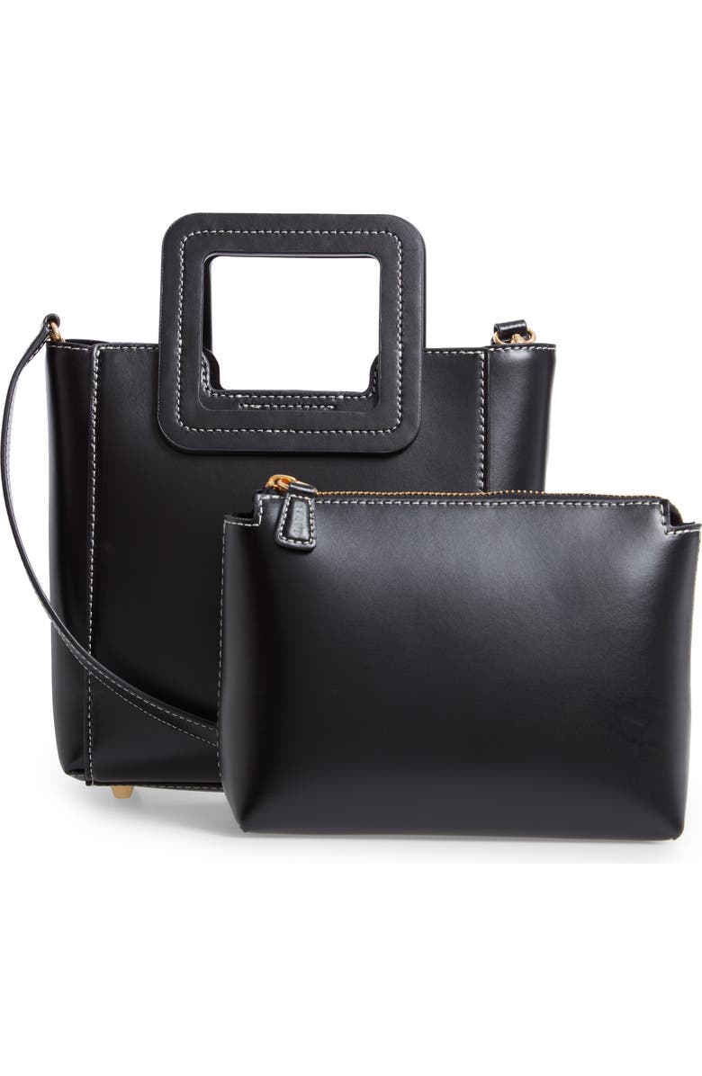 STAUD Mini Shirley Leather Satchel, Alternate, color, Black