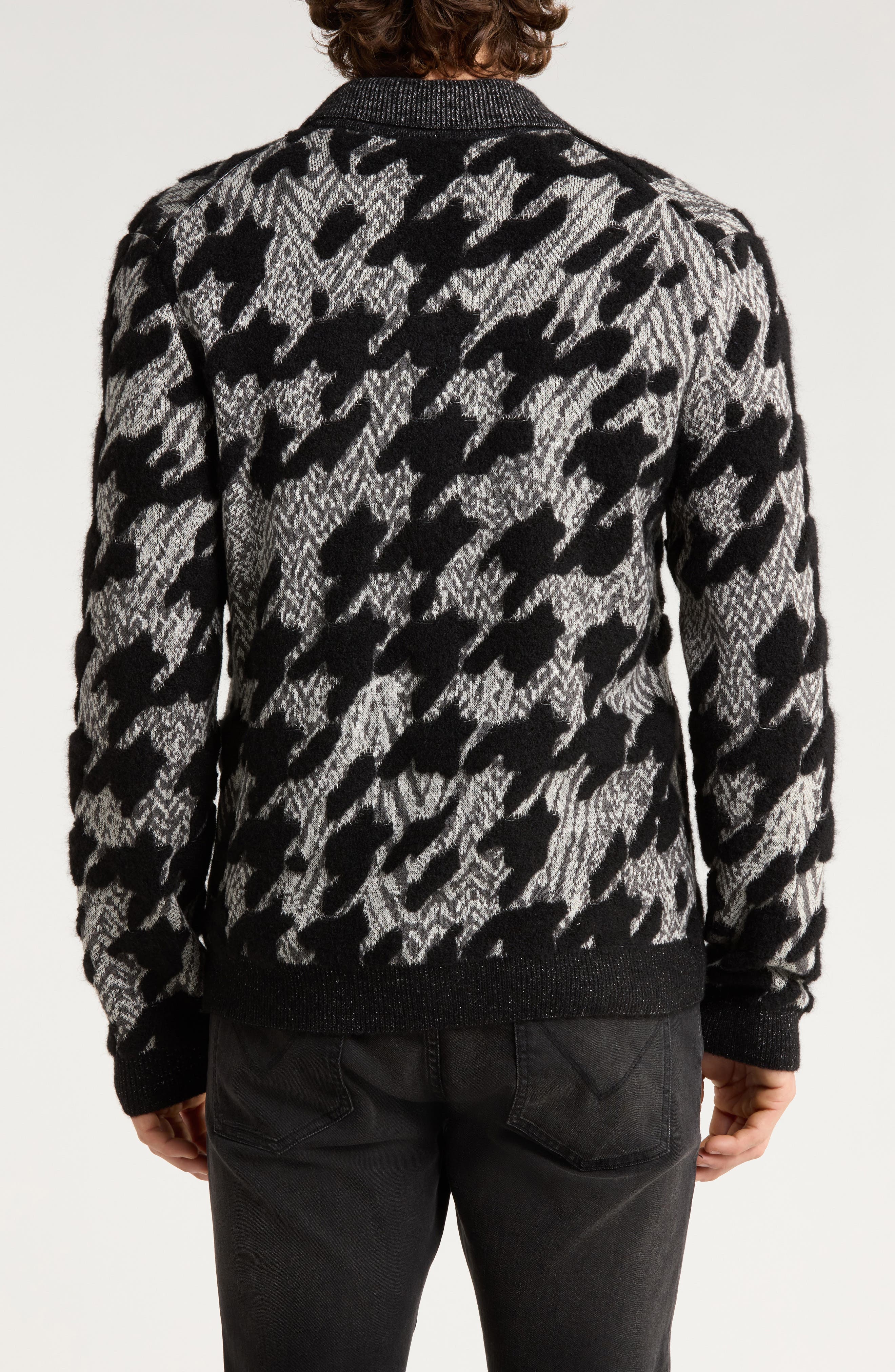 Venosa Houndstooth Cotton & Alpaca Blend Cardigan - image 2