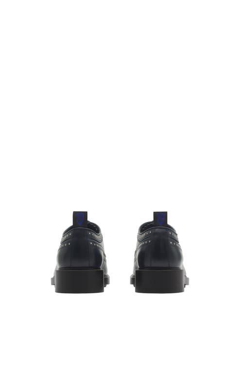 Burberry Studded Leather Loch Brogues In Trip Dark Navy