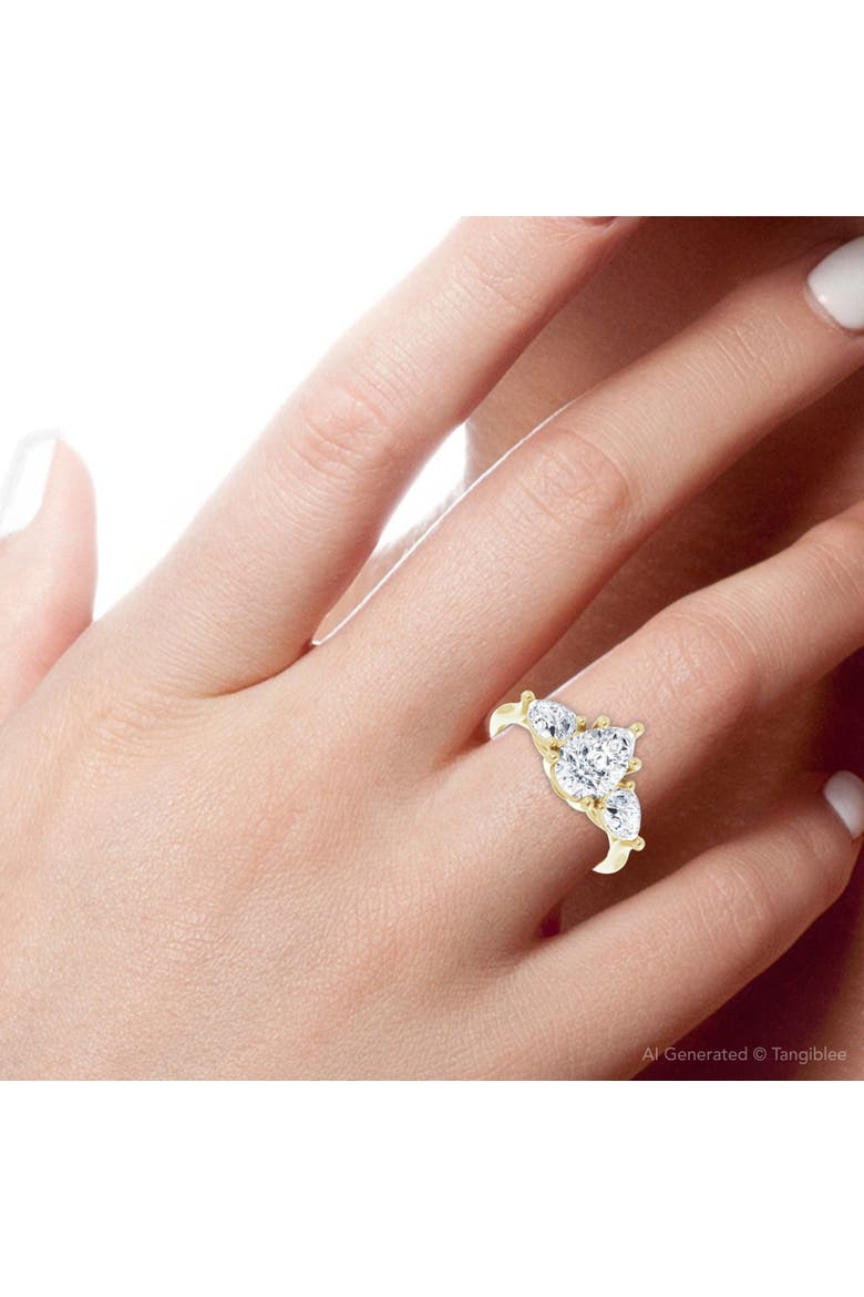 2Ct TW Pear Shape Three Stone Diamond Engagement Ring in 14k Gold Lab Grown, Alternate, color, 14k Yellow Gold