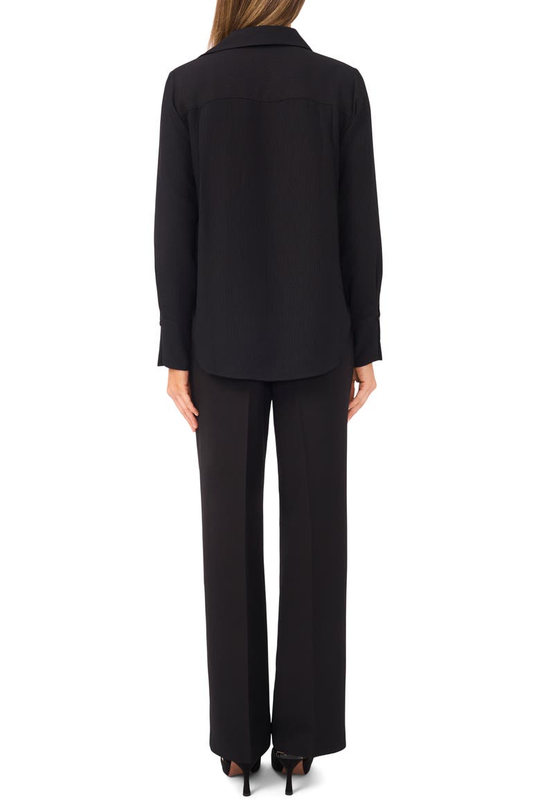 Tonal Stripe Collared Split Neck Top, Alternate, color, RICH BLACK