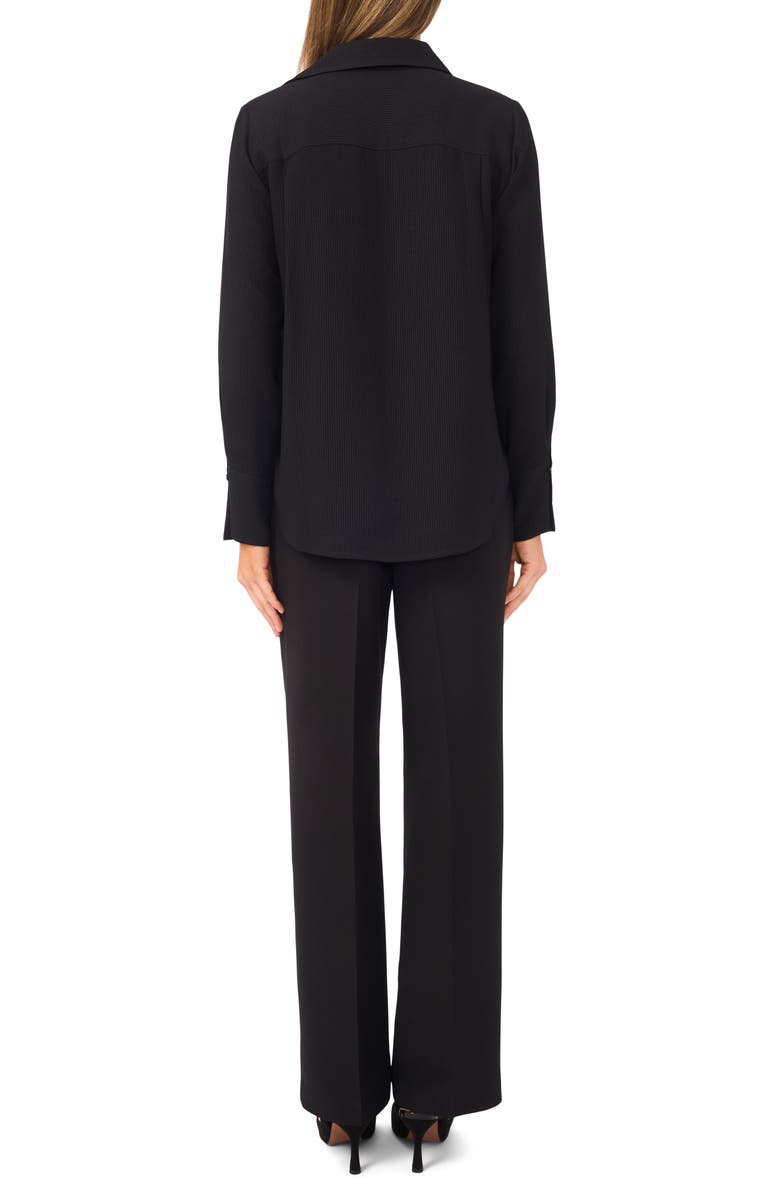 Halogen<sup>®</sup> Tonal Stripe Collared Split Neck Top, Alternate, color, Rich Black