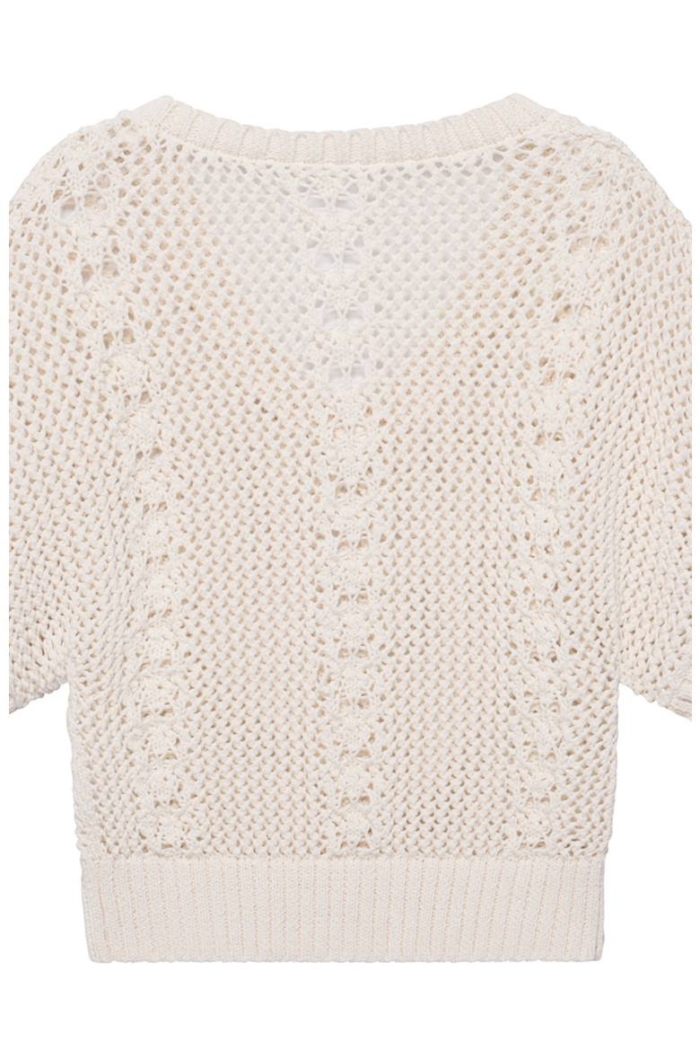 Open Knit Crochet Top, Alternate, color, Ivory
