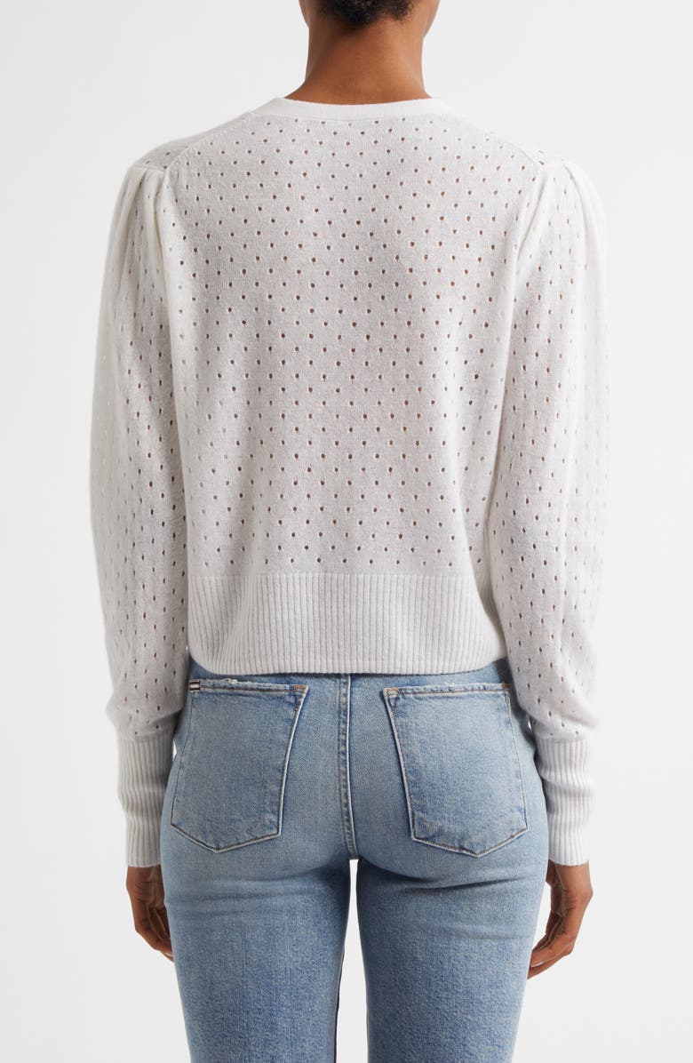 MARGARET O'LEARY Pointelle Cashmere & Linen V-Neck Cardigan, Alternate, color, 