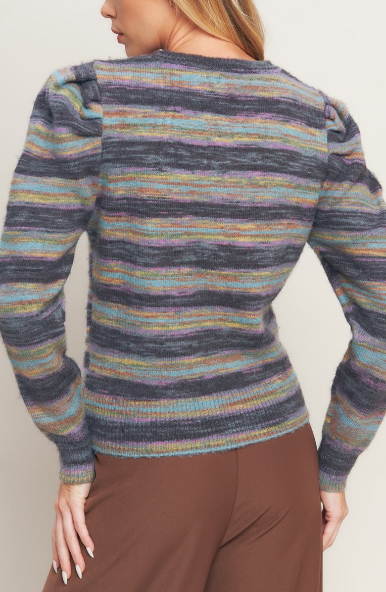 FLYING TOMATO Puff Sleeve Sweater Knit Top, Alternate, color, Charcoal Sage