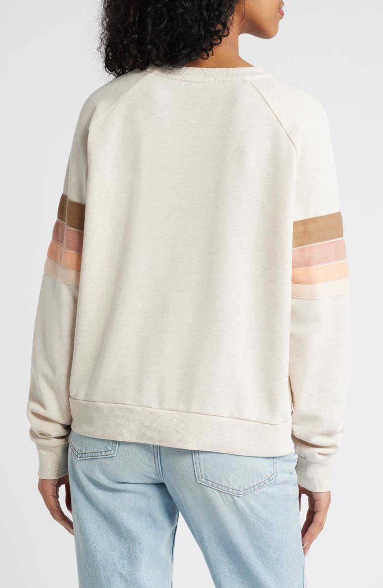 Rip Curl High Tide Stripe Raglan Sleeve Sweatshirt, Alternate, color, Oatmeal Marle