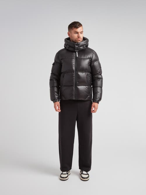Jack1t Ez Water Hooded Puffer Racer Jacket In Black
